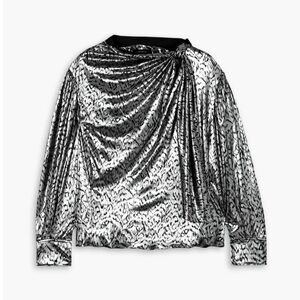 Isabel marant Lavaliere leopard-print lamé blouse, size 38, NWT